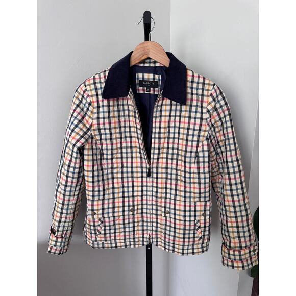 Talbots Multicolor Plaid Quilted Barn Coat Corduroy Collar - Picture 1 of 3